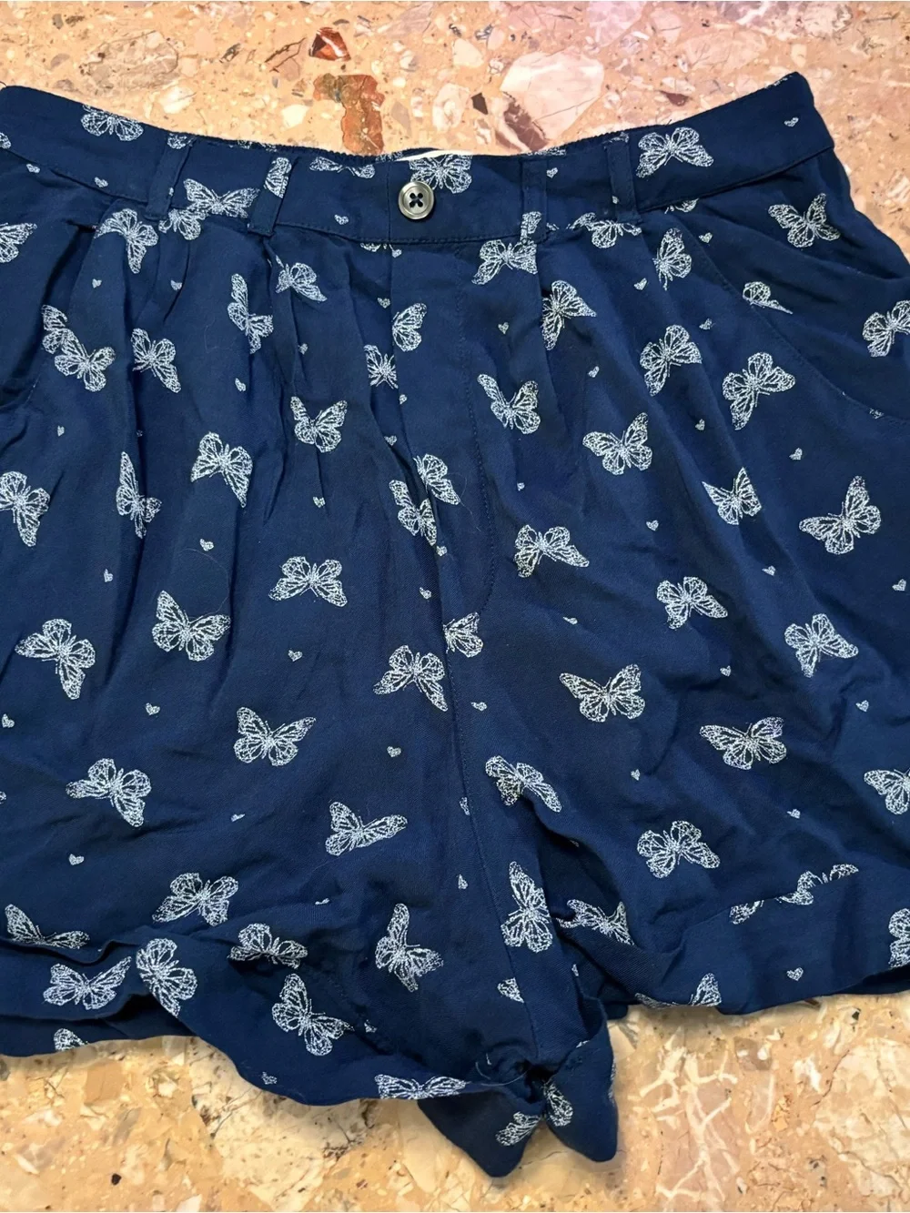 abercrombie Girls high rise Blue Butterfly trouser shorts